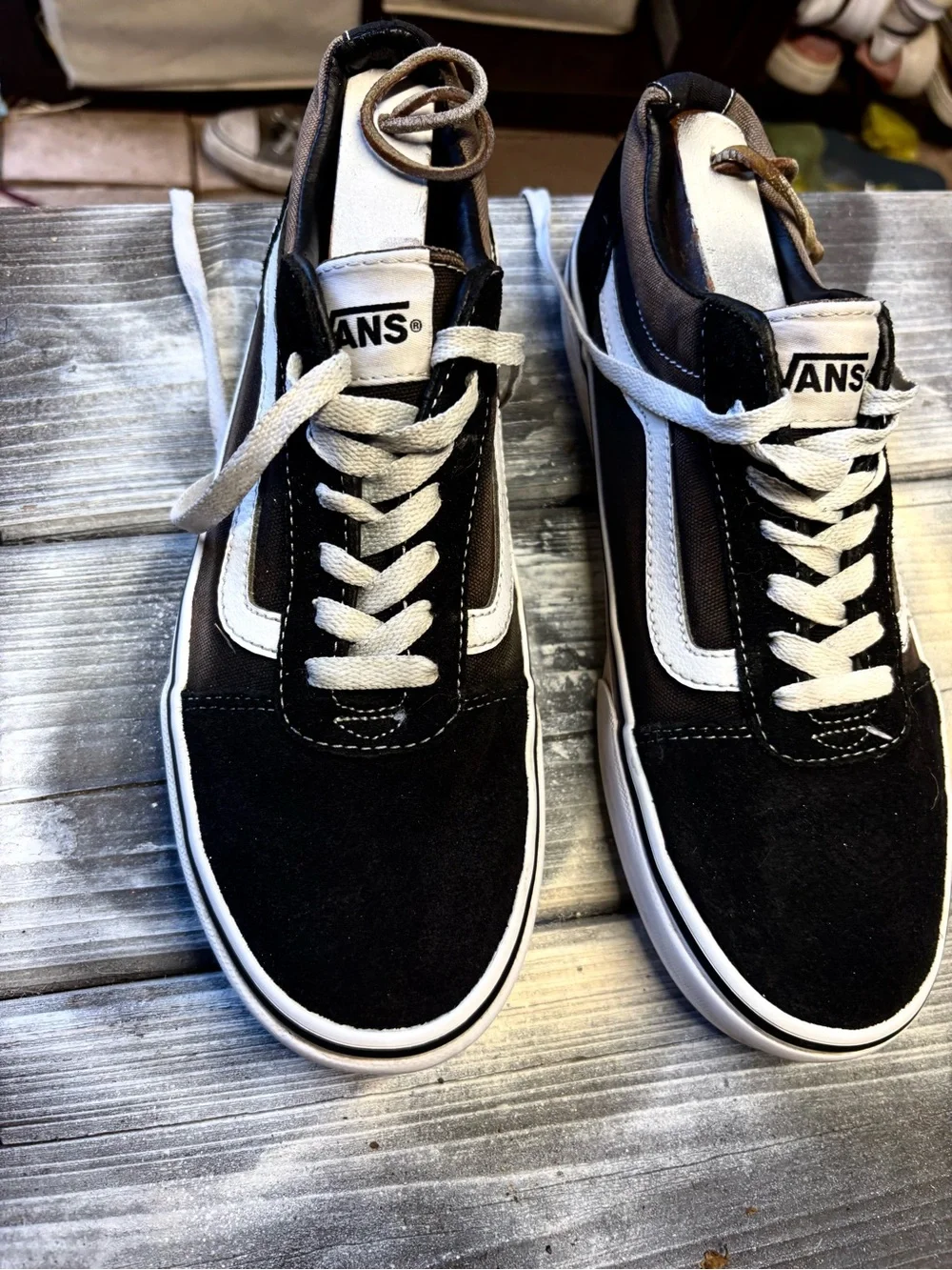 Vans Black and White Low-Top Skate Sneakers